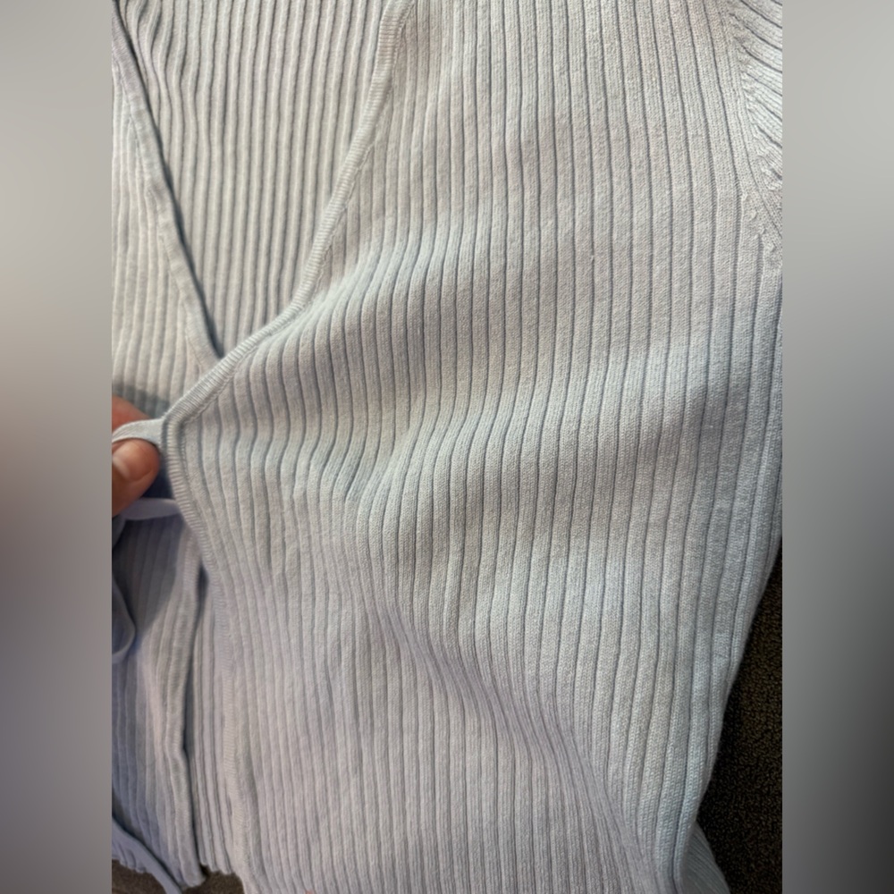 Garage Light Blue Front Tie Ribbed Women’s Cardi Cropped Size‎ P/Small - Picture 10 of 11